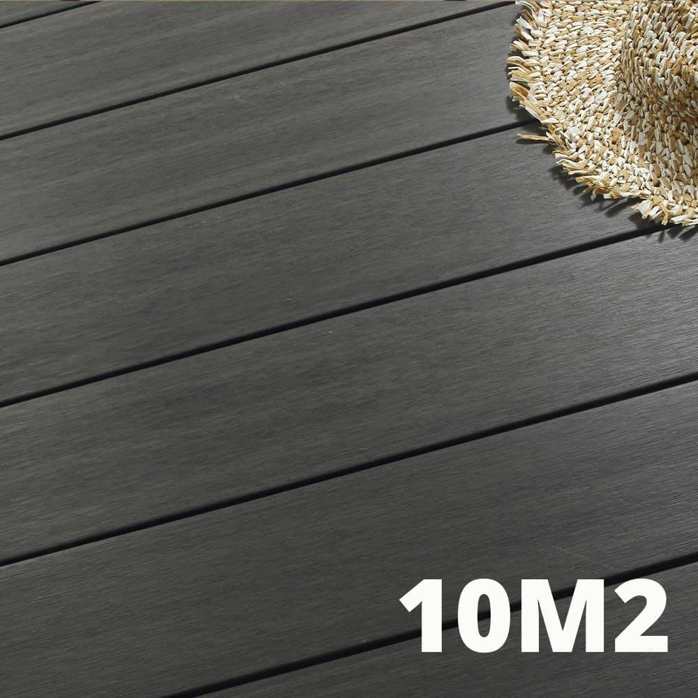 Kit Terrasse Composite NAVIA 10m² - Gris Foncé - 31 Lames de Terrasse (220 x 14.5 x 2.2 cm) - Fixation par Clips - Imagen 1