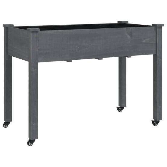 Grand carré potager surélevé à roulettes bois de sapin Gris 118x59 cm – ComfortXL Outdoor Living - Image 2