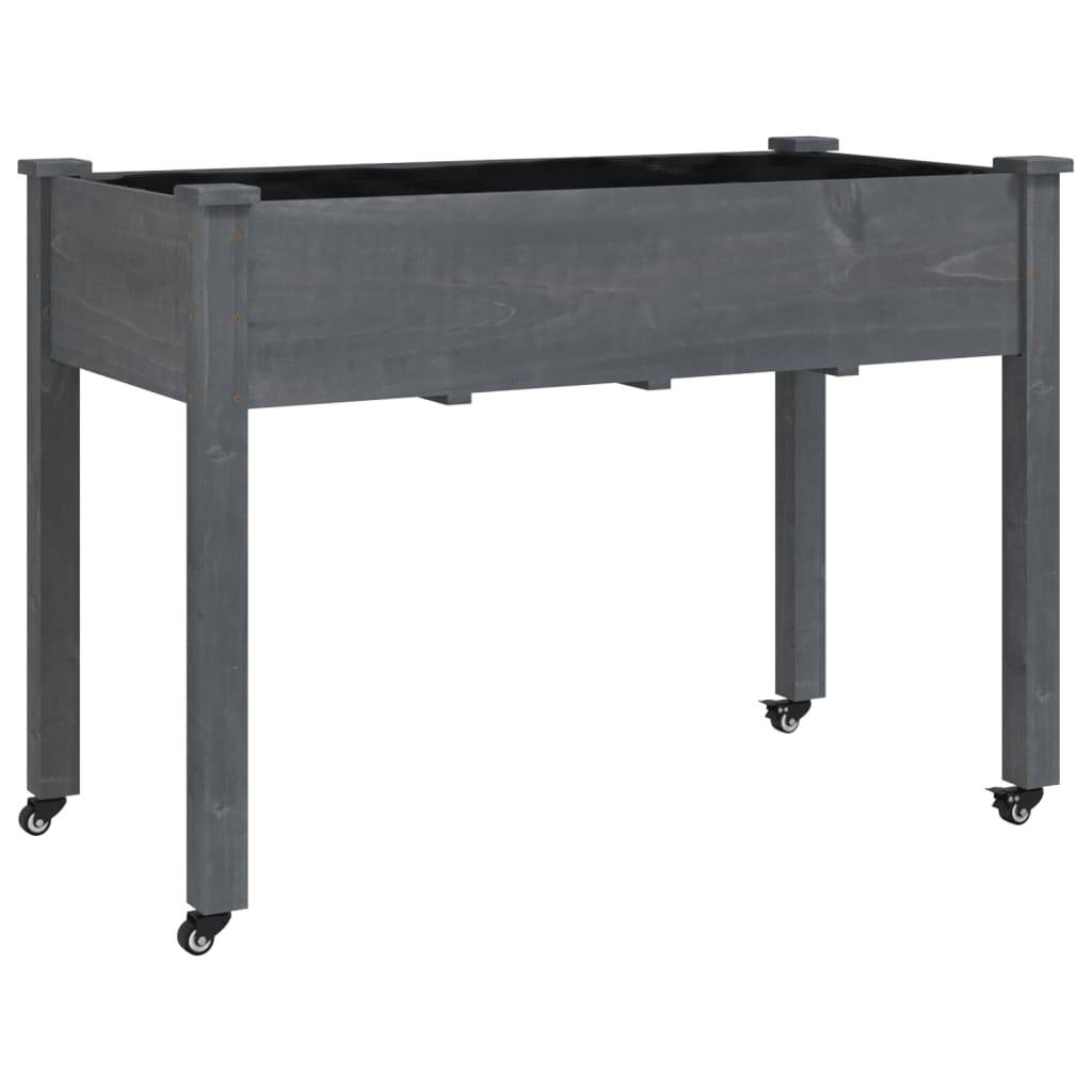 Grand carré potager surélevé à roulettes bois de sapin Gris 118x59 cm – ComfortXL Outdoor Living - Image 2