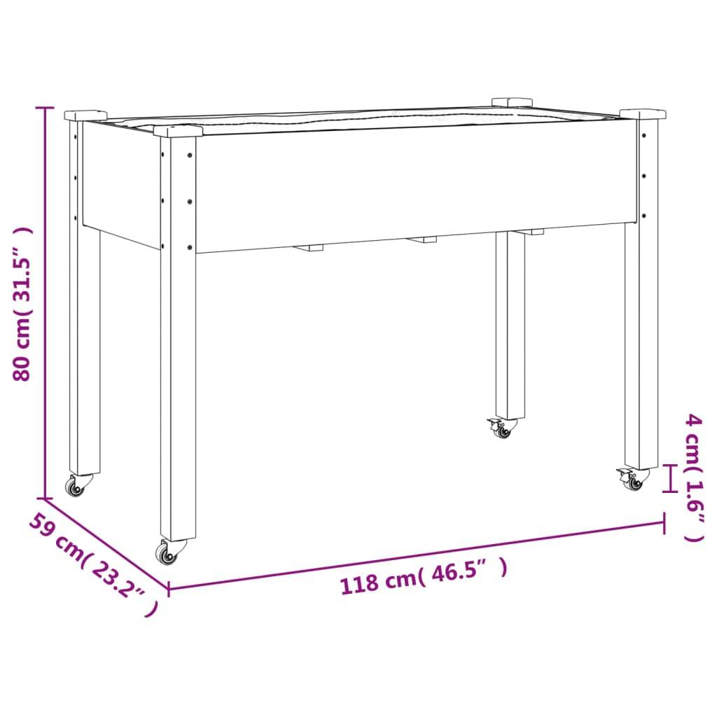 Grand carré potager surélevé à roulettes bois de sapin Gris 118x59 cm – ComfortXL Outdoor Living - Image 7