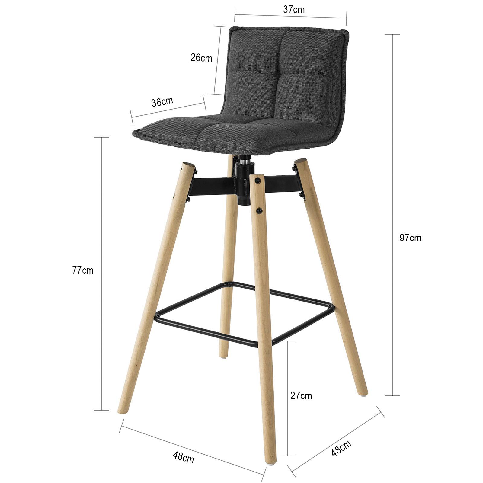 Sobuy - Tabouret de Bar Cuisine Rotatif à 360° avec Dossier et Repose-Pieds Fauteuil bistrot Haute qualité L49cmxH98cmxP49cm L 49 x H 98 x I 49cm SoBuy - Imagen 3