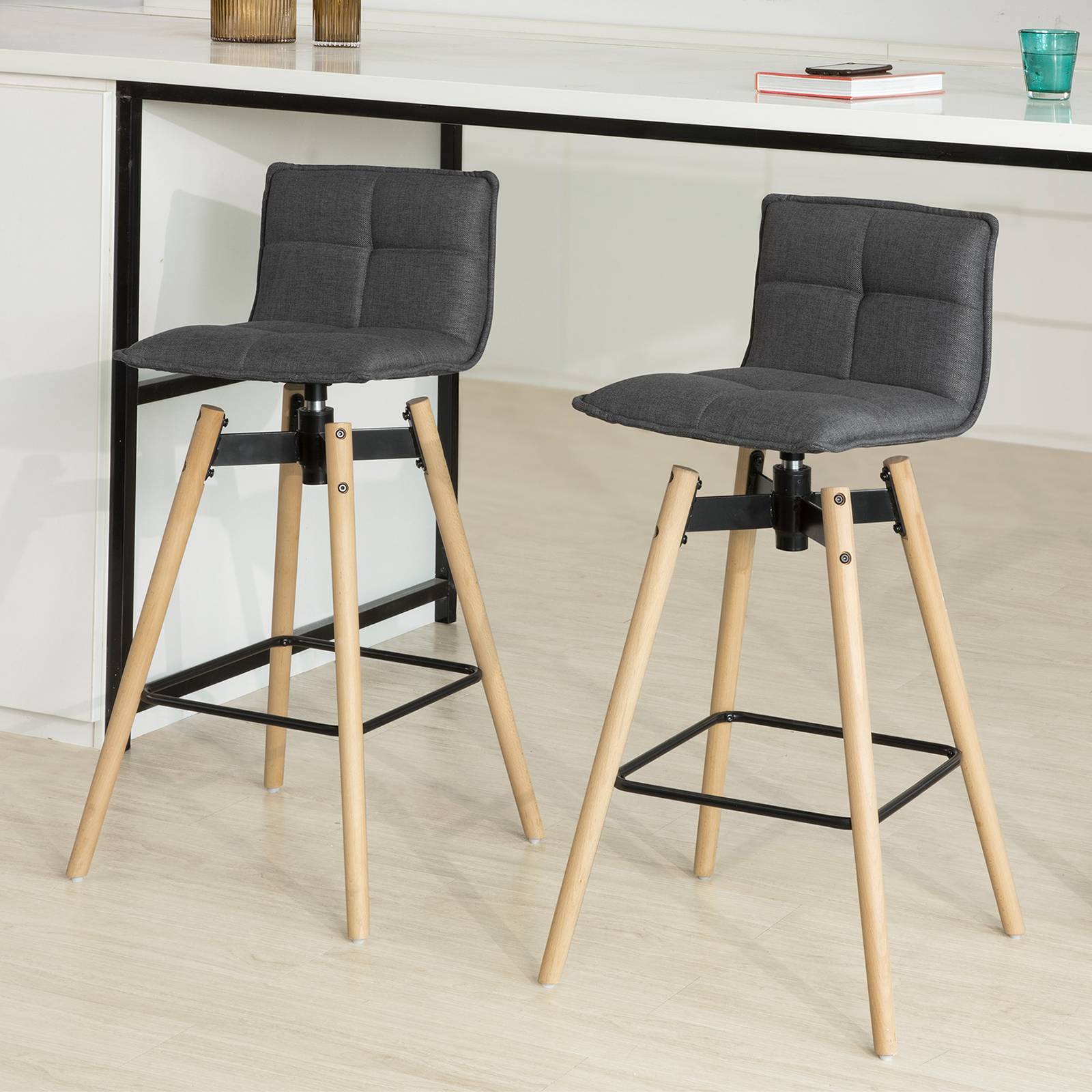 Sobuy - Tabouret de Bar Cuisine Rotatif à 360° avec Dossier et Repose-Pieds Fauteuil bistrot Haute qualité L49cmxH98cmxP49cm L 49 x H 98 x I 49cm SoBuy - Imagen 2
