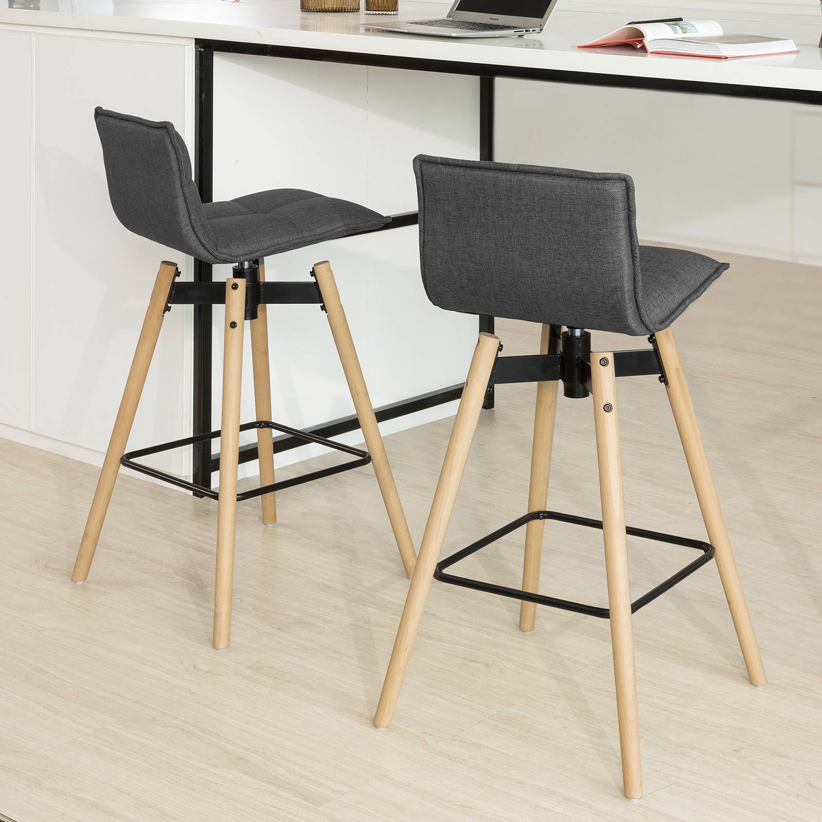 Sobuy - Tabouret de Bar Cuisine Rotatif à 360° avec Dossier et Repose-Pieds Fauteuil bistrot Haute qualité L49cmxH98cmxP49cm L 49 x H 98 x I 49cm SoBuy - Imagen 8