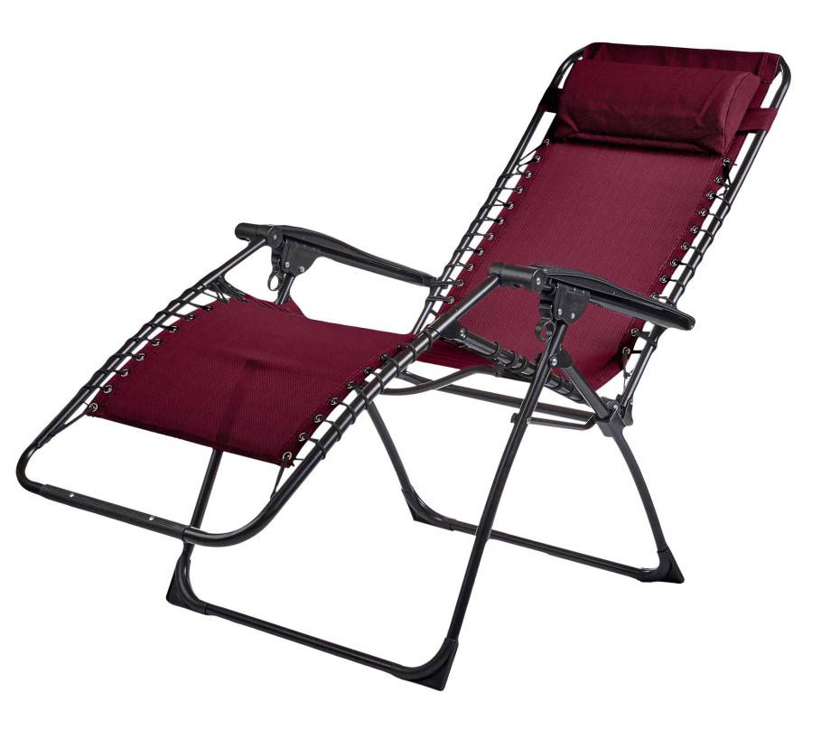 Lot de 2 fauteuils relax en acier  pliant  bordeaux  PALAVAS - Imagen 2