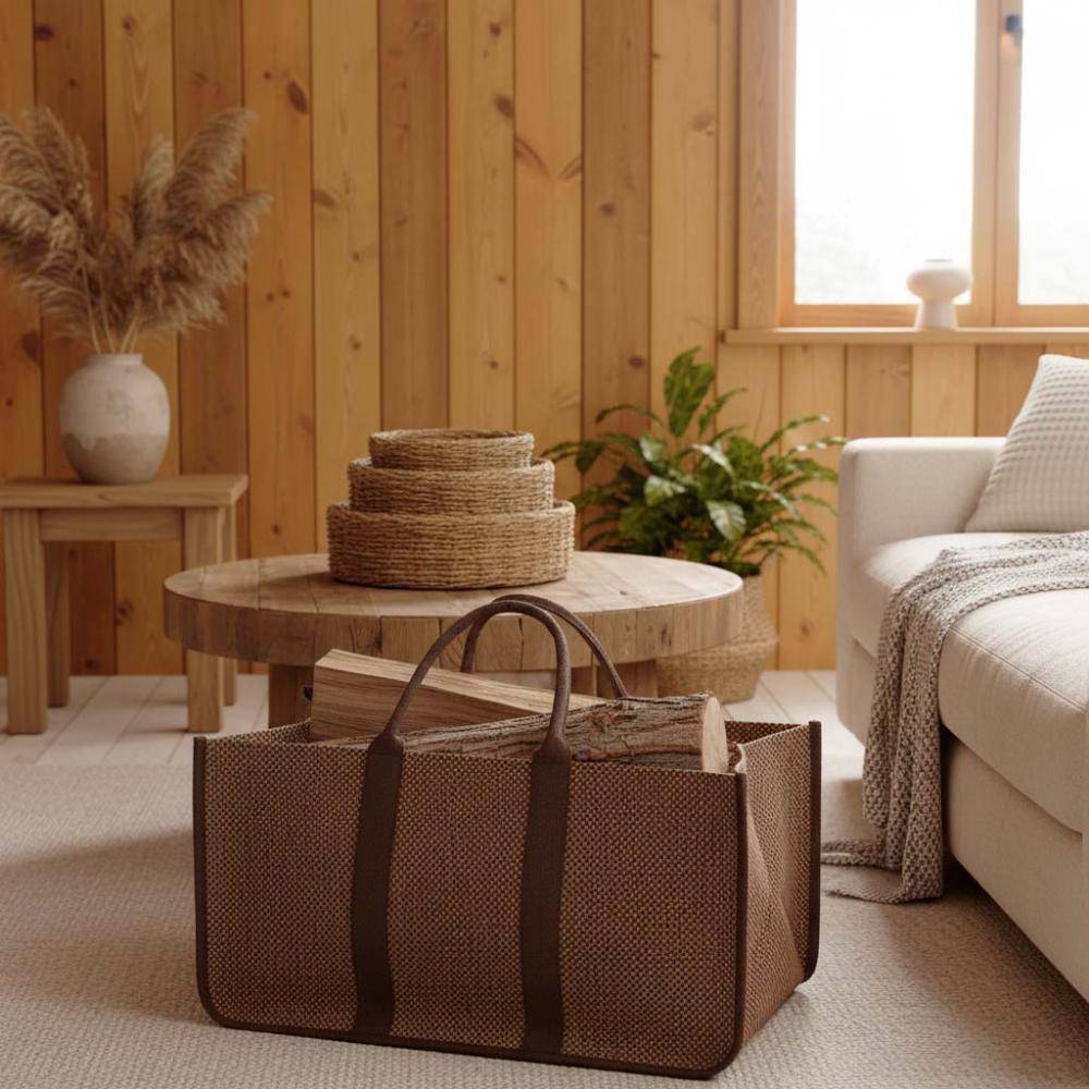 Sac à bûches en toile de jute | Achat en ligne pas cher
