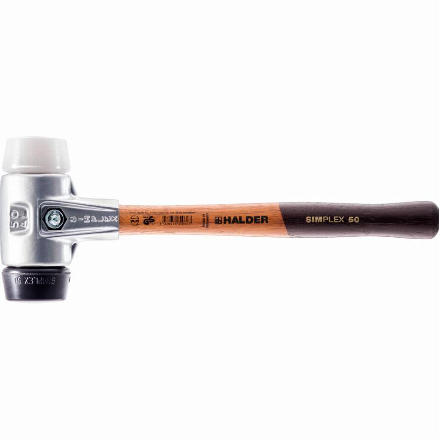 Maillet HALDER SIMPLEX Caoutchouc chargé / superplastique avec boîtier en aluminium et manche en bois - D=60 mm - 3127.060