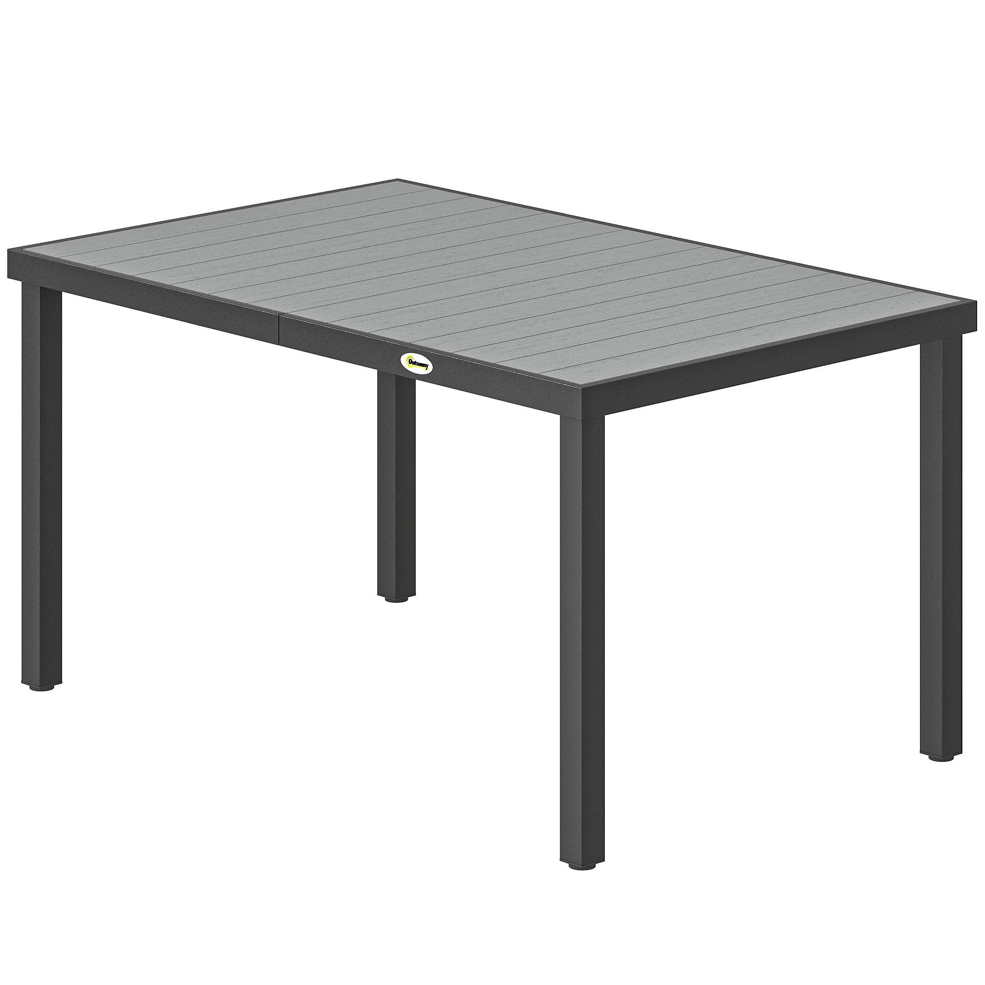 Table de jardin rectangulaire acier et bois composite pour 6 personnes 140cm gris - ComfortXL Outdoor Living - Image 2