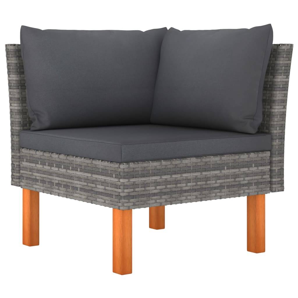 Helloshop26 - Salon de jardin meuble d'extérieur ensemble de mobilier 6 pièces avec coussins résine tressée gris - Imagen 3