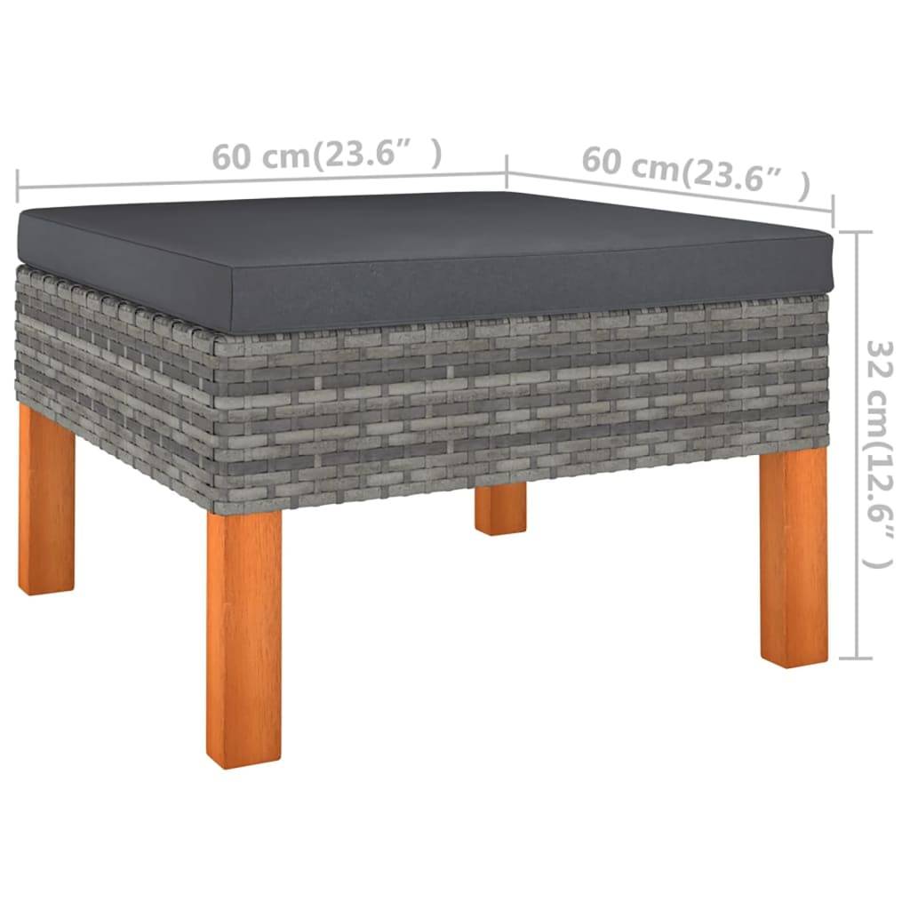Helloshop26 - Salon de jardin meuble d'extérieur ensemble de mobilier 6 pièces avec coussins résine tressée gris - Imagen 6