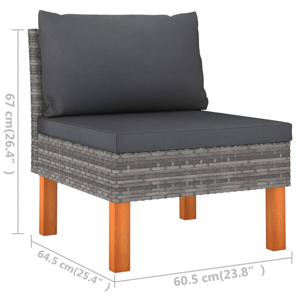 Helloshop26 - Salon de jardin meuble d'extérieur ensemble de mobilier 6 pièces avec coussins résine tressée gris - Imagen 7