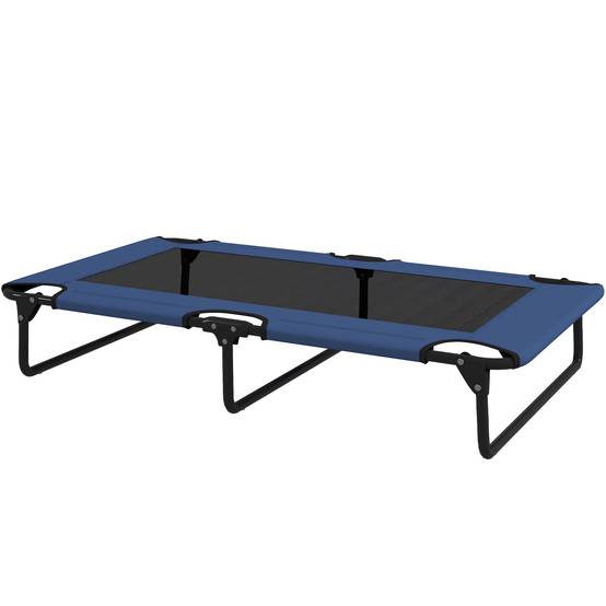 Lit surélevé pliable pour chien acier Oxford intérieur extérieur maille aérée 107cm bleu - ComfortXL Outdoor Living - Image 2