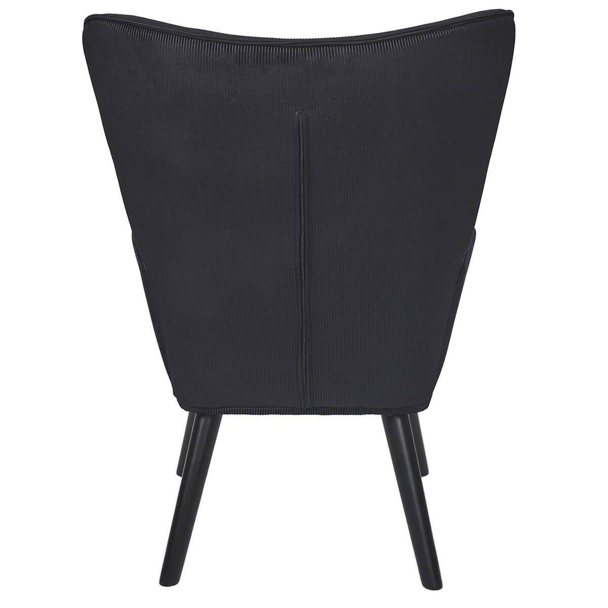 ALTOBUY - Fauteuil Tissu velours côtelé noir et piétement hévéa laqué noir - HAMZA - Image 5