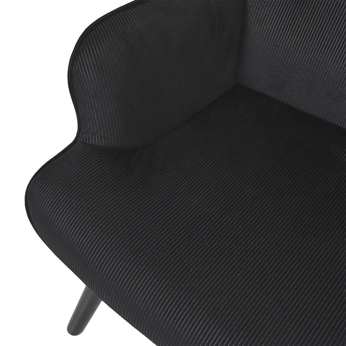ALTOBUY - Fauteuil Tissu velours côtelé noir et piétement hévéa laqué noir - HAMZA - Image 7