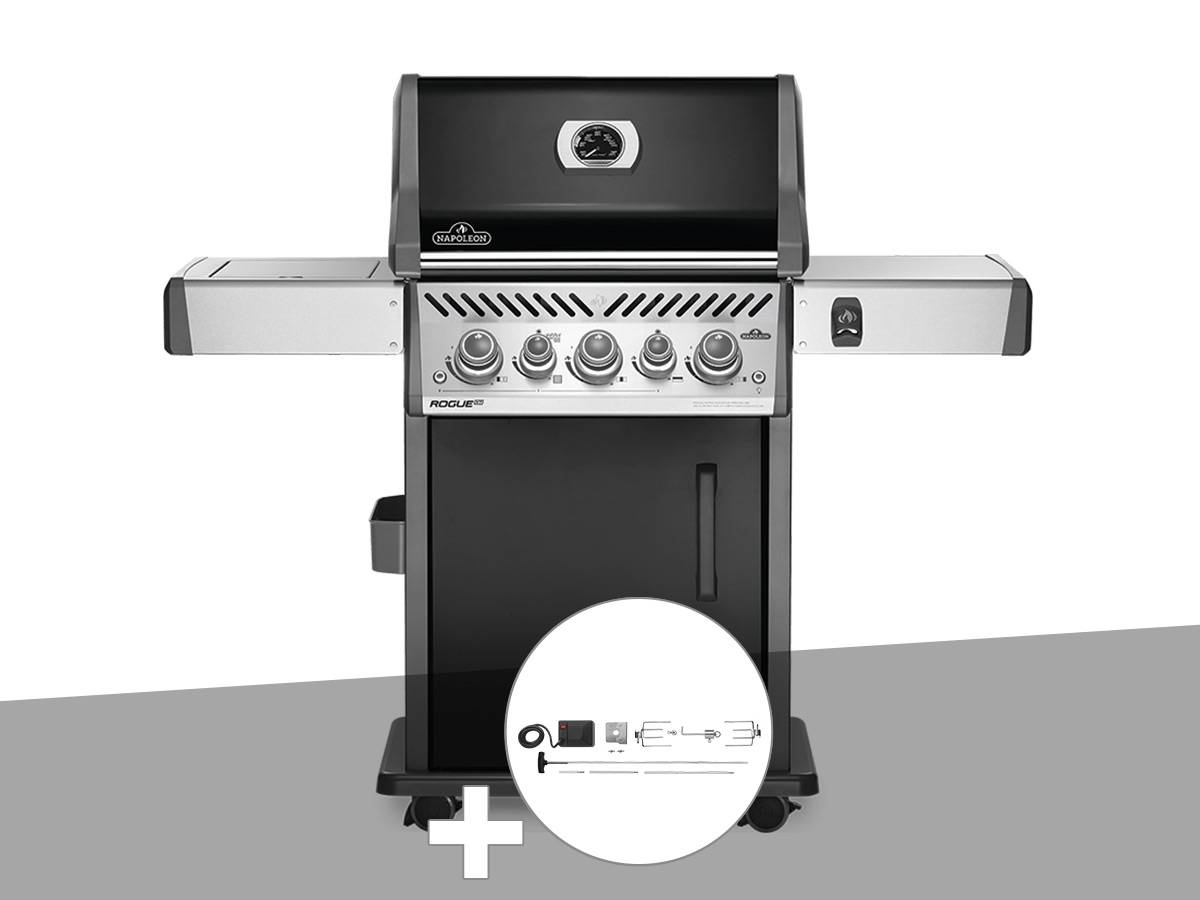 Napoleon - Barbecue à gaz Rogue SE 425 SIB noir 3 brûleurs + Rôtissoire - Napoleon