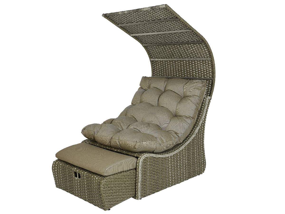 Jardideco - Lit extérieur pour jardin en résine tressée taupe Siesta - Jardideco - Imagen 1