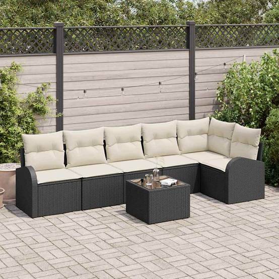ComfortXL - Salon de Jardin 6 Places en Poly Rotin Modulable avec Table Basse Noir – ComfortXL Outdoor Living - Image 1