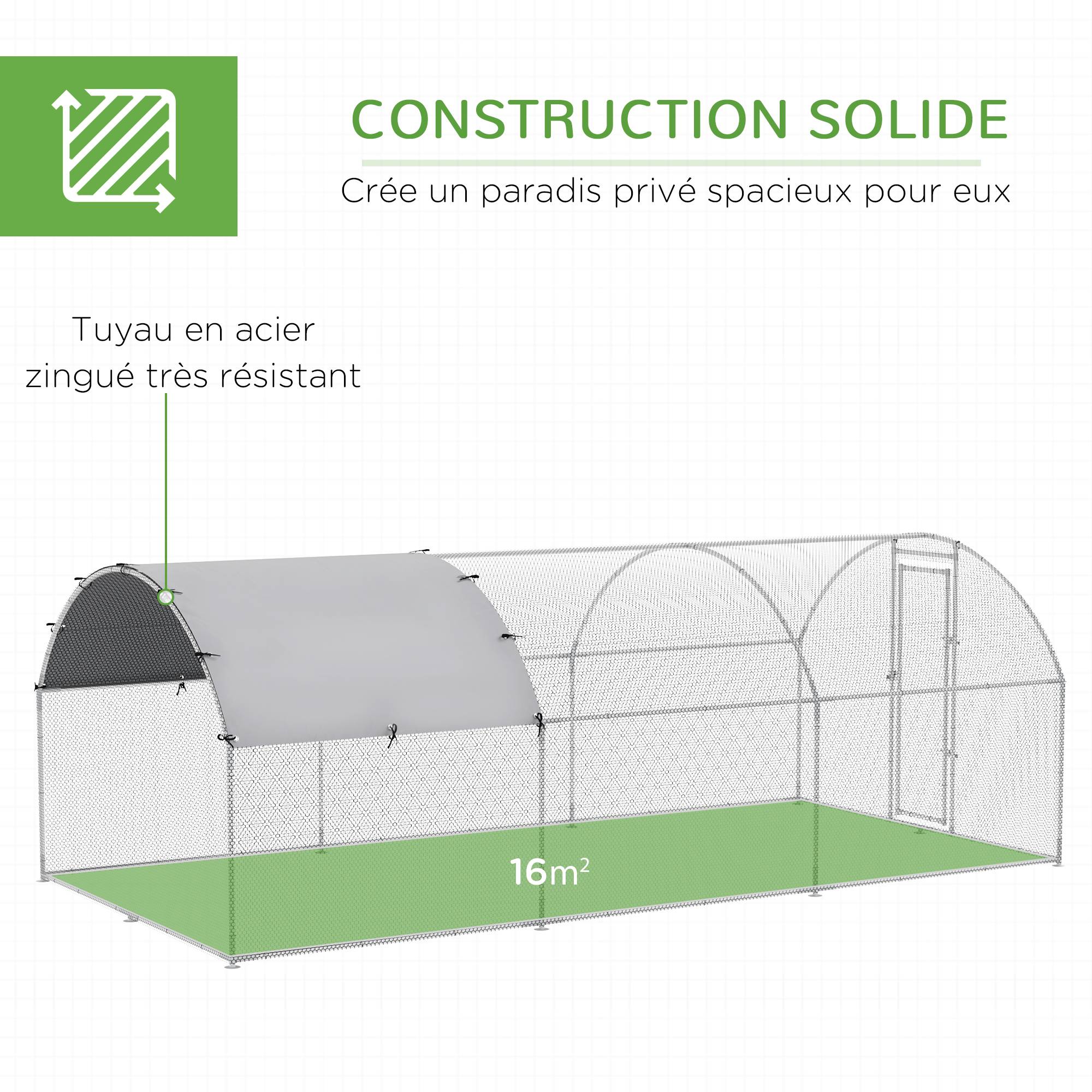 ComfortXL - Grand Enclos Poulailler Acier Galvanisé 15.96 m² - Volière Extérieure XXL - ComfortXL Outdoor Living - Image 8