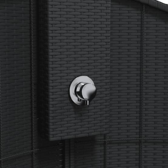 Douche d'extérieur - Douche de jardin noir 100x100x241,5 cm poly rotin bois acacia - Image 8