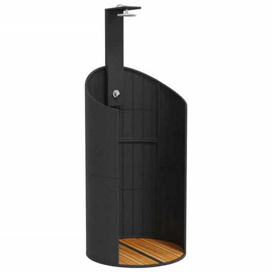 Douche d'extérieur - Douche de jardin noir 100x100x241,5 cm poly rotin bois acacia - Image 1