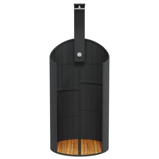 Douche d'extérieur - Douche de jardin noir 100x100x241,5 cm poly rotin bois acacia - Image 5