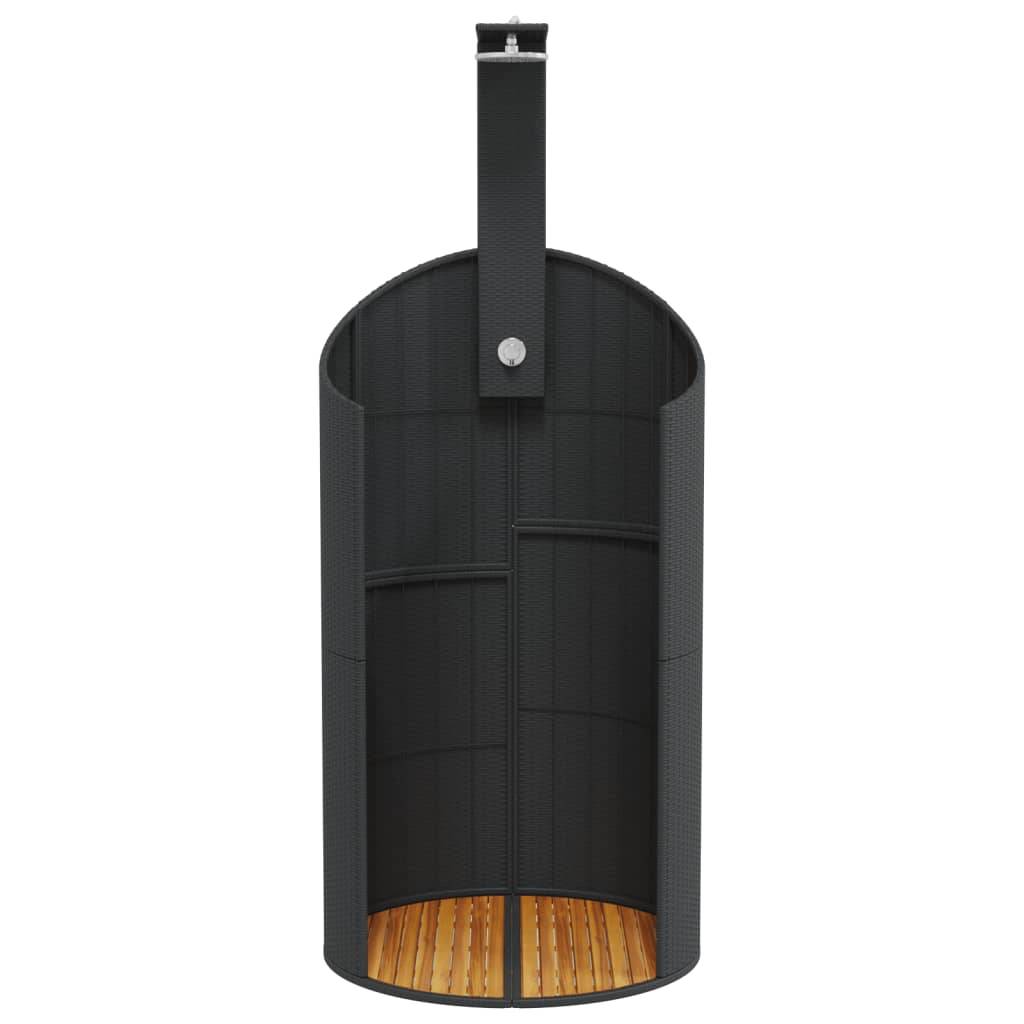 Douche d'extérieur - Douche de jardin noir 100x100x241,5 cm poly rotin bois acacia - Image 5