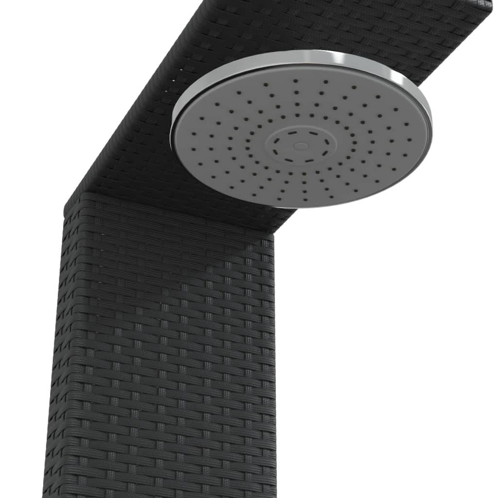 Douche d'extérieur - Douche de jardin noir 100x100x241,5 cm poly rotin bois acacia - Image 9