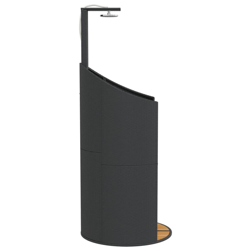 Douche d'extérieur - Douche de jardin noir 100x100x241,5 cm poly rotin bois acacia - Image 6