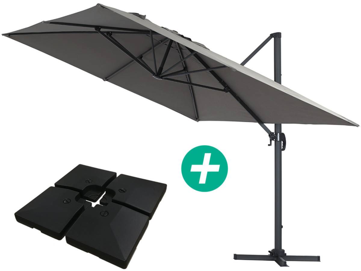 Habitat Et Jardin - Parasol Jardin Déporté Alu "sun 4 " - Rectangle - 3 X 4 M - Gris - Dalles à Lester Incluses -habitat Et Jardin - Imagen 1