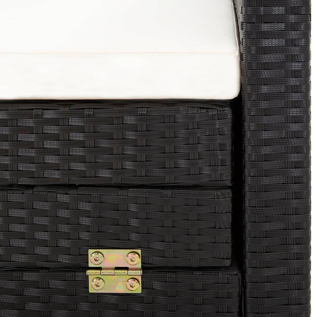 Vidaxl - Canapé-lit extensible 3 places avec toit Résine tressée Noir vidaXL 46075 - Imagen 4