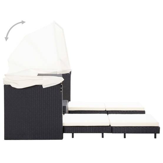 Vidaxl - Canapé-lit extensible 3 places avec toit Résine tressée Noir vidaXL 46075 - Imagen 8