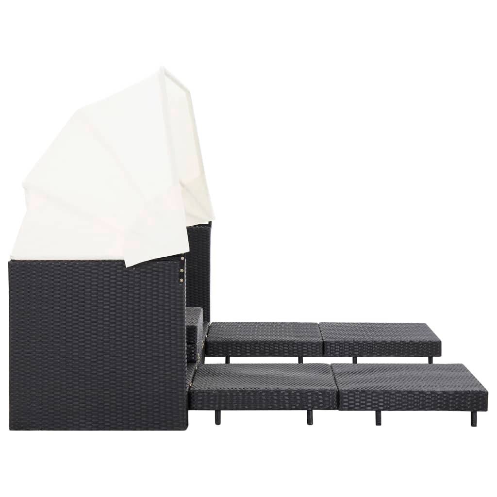 Vidaxl - Canapé-lit extensible 3 places avec toit Résine tressée Noir vidaXL 46075 - Imagen 7