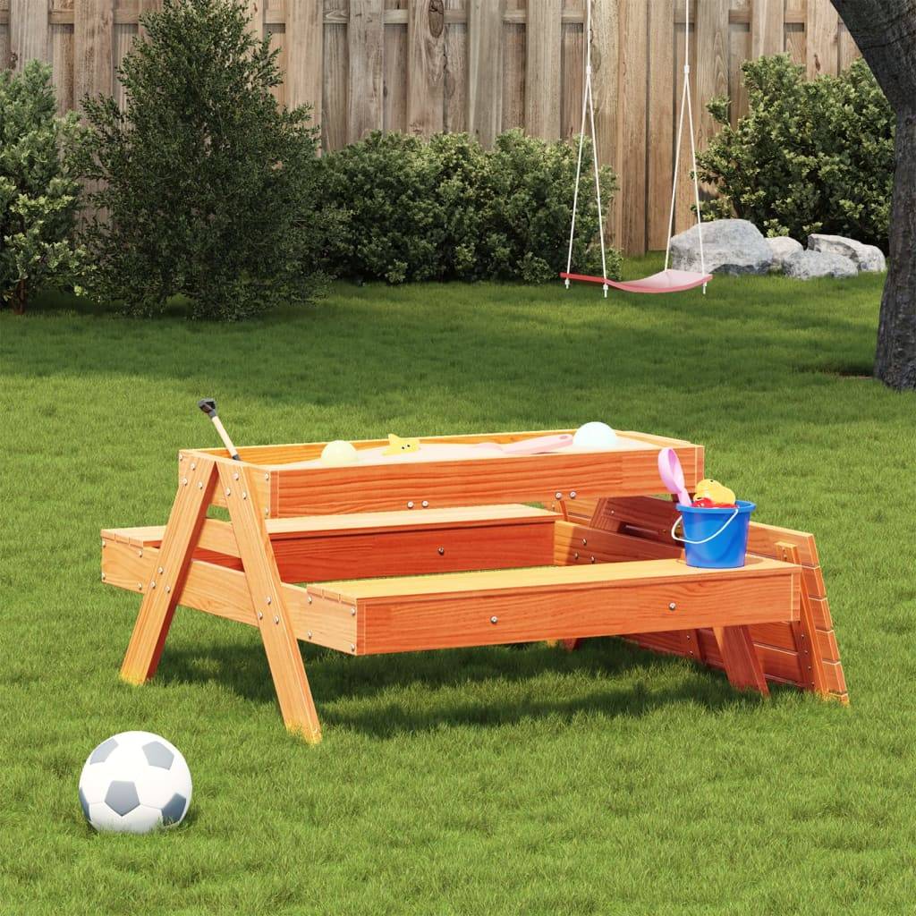 Table De Pique-nique Avec Bac à Sable Deluxe – 4 Enfants, Bois FSC, Plateau Amovible, Housse Incluse, 110 X 91 Cm