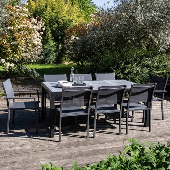 Oviala - Salon de jardin en aluminium et céramique 8 places Tivoli - Oviala - Imagen 2