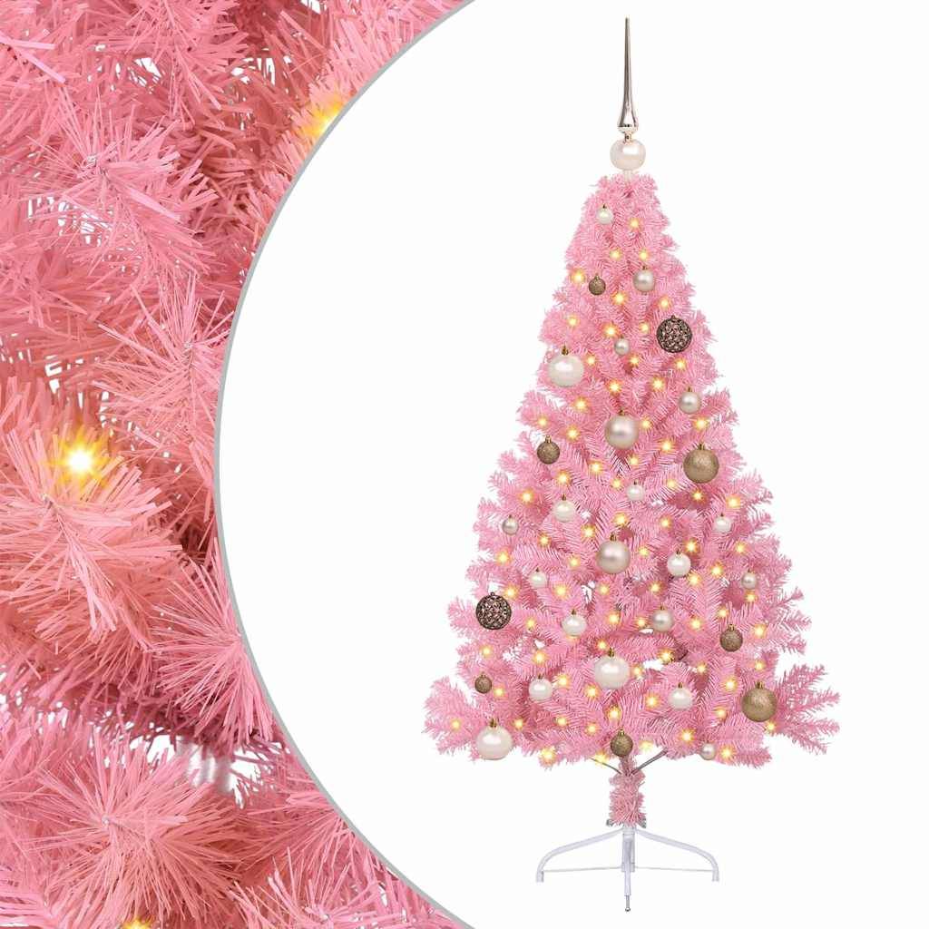 Vidaxl - Sapin de Noël artificiel pré-éclairé Rose 150 cm PVC vidaXL 3397061 - Image 2