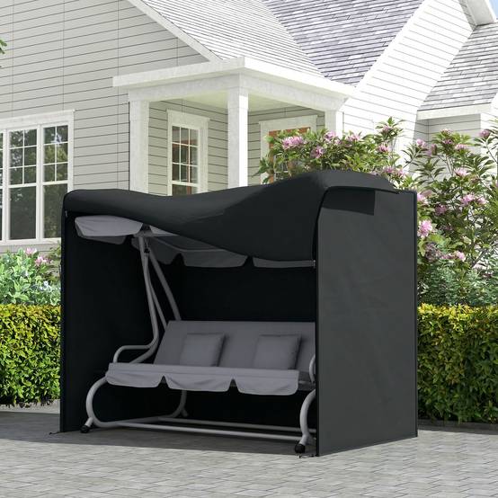 Housse pour balancelle Hollywood 220x125x172 cm, polyester imperméable, protection extérieure résistante noir - Image 4