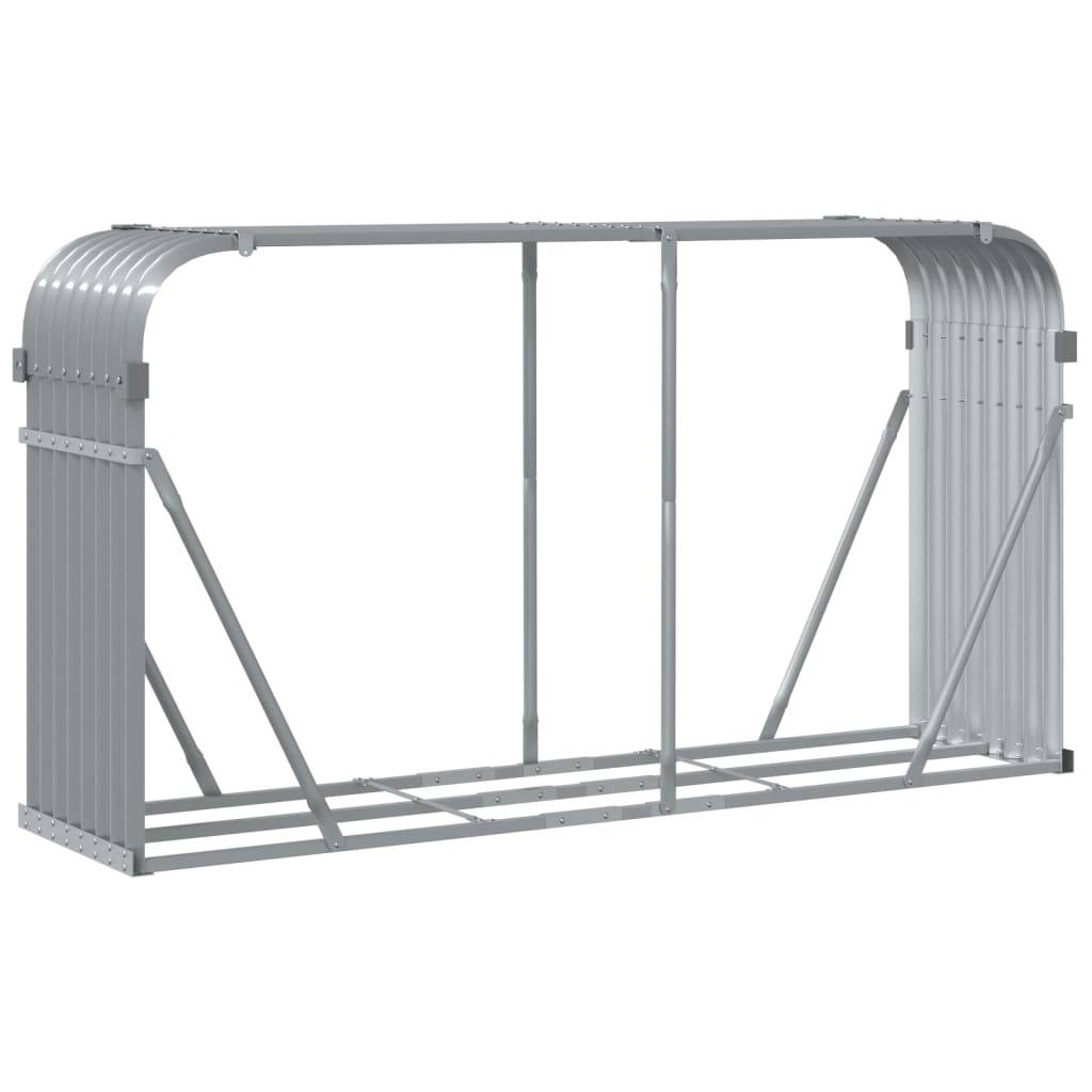 Range-bûches en acier galvanisé pour jardin 180x45x100 cm Gris – ComfortXL Outdoor Living - Image 6
