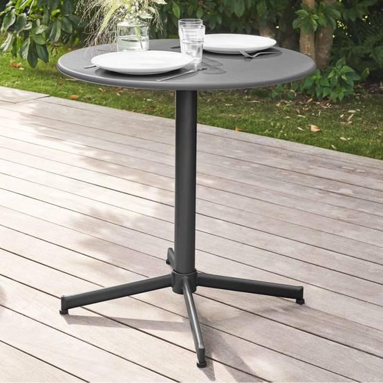 Oviala - Ensemble table de jardin et 2 fauteuils métal anthracite Palavas - Oviala - Image 4