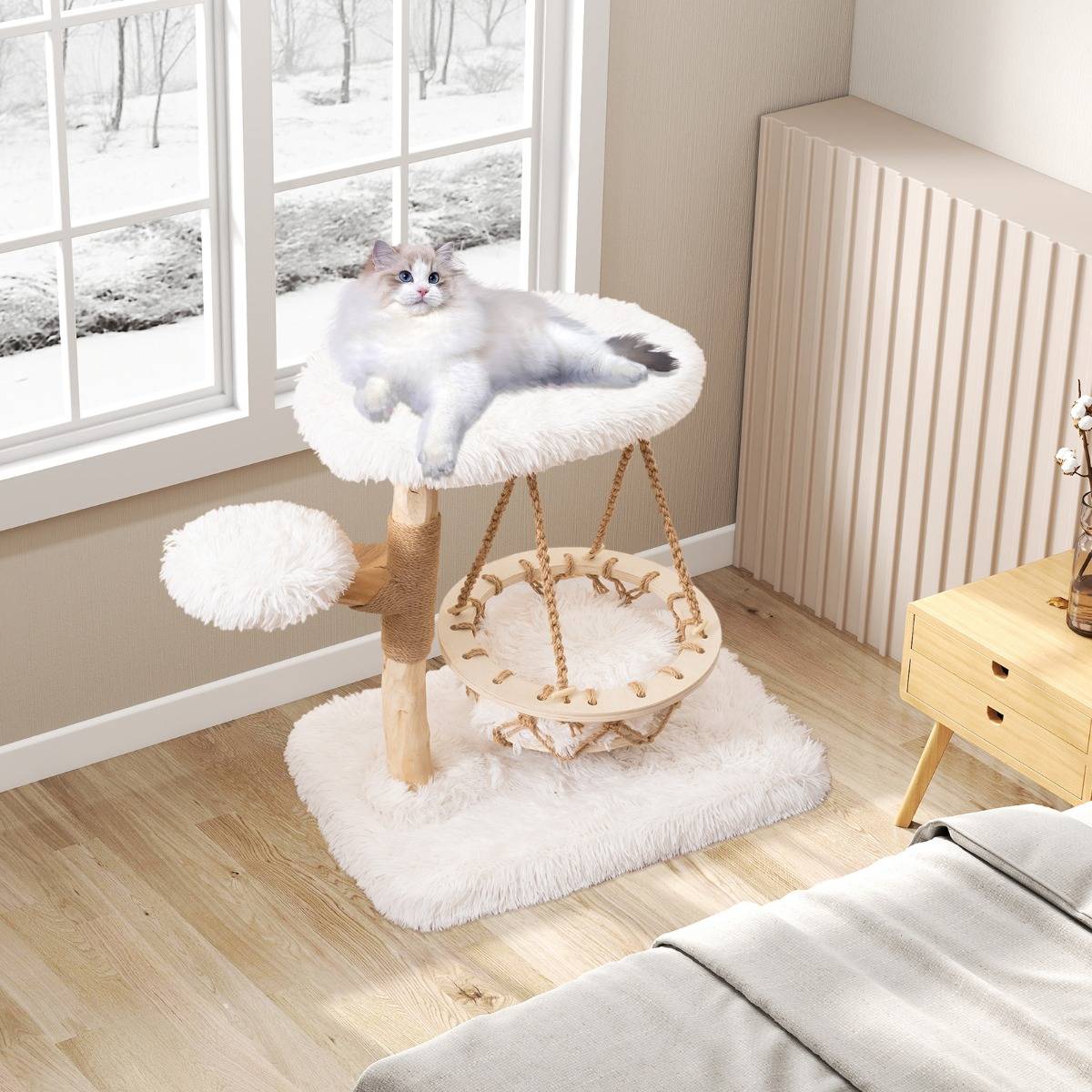 Maison Chic - Arbre à Chat Tour pour Chats avec Berceau Suspendu Pot de Grattage en Jute Perchoir Plateforme - Image 4