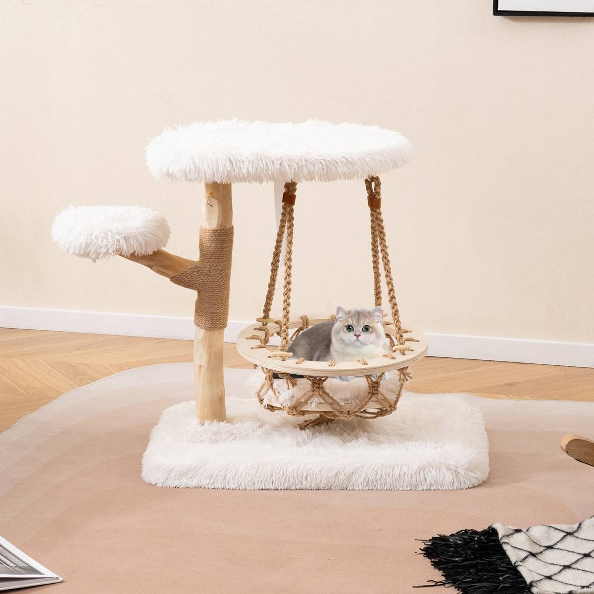 Maison Chic - Arbre à Chat Tour pour Chats avec Berceau Suspendu Pot de Grattage en Jute Perchoir Plateforme - Image 3