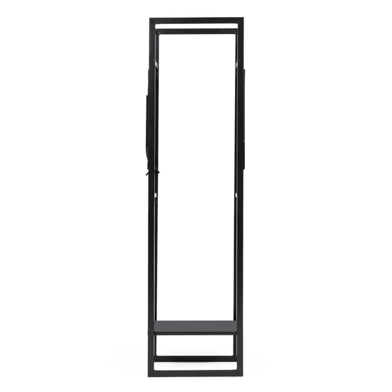 Range bûches vertical acier noir avec étagère et accessoires H. 170 CM pour cheminée - Image 5