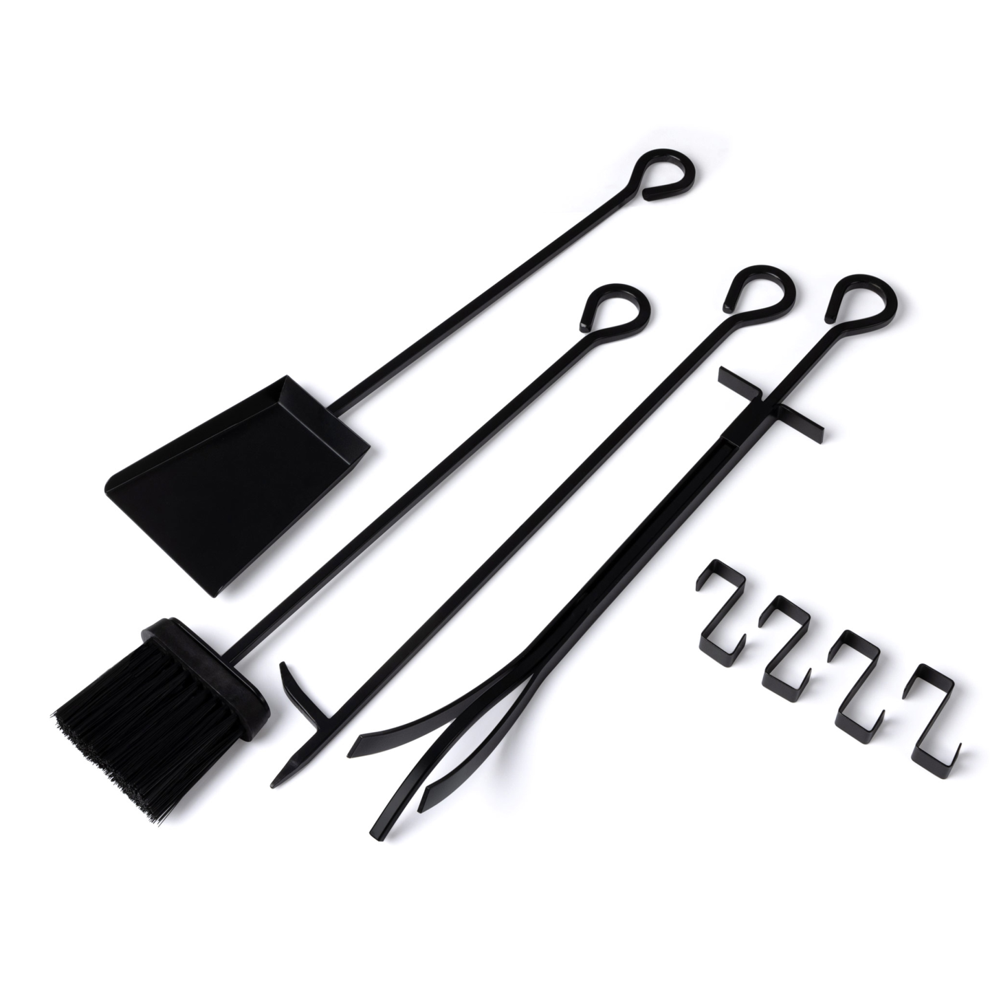 Range bûches vertical acier noir avec étagère et accessoires H. 170 CM pour cheminée - Image 4