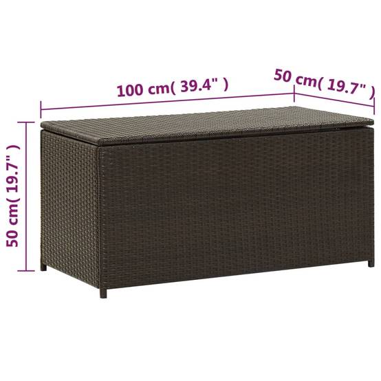 Coffre boîte meuble de jardin rangement résine tressée 100 x 50 x 50 cm marron - Image 8