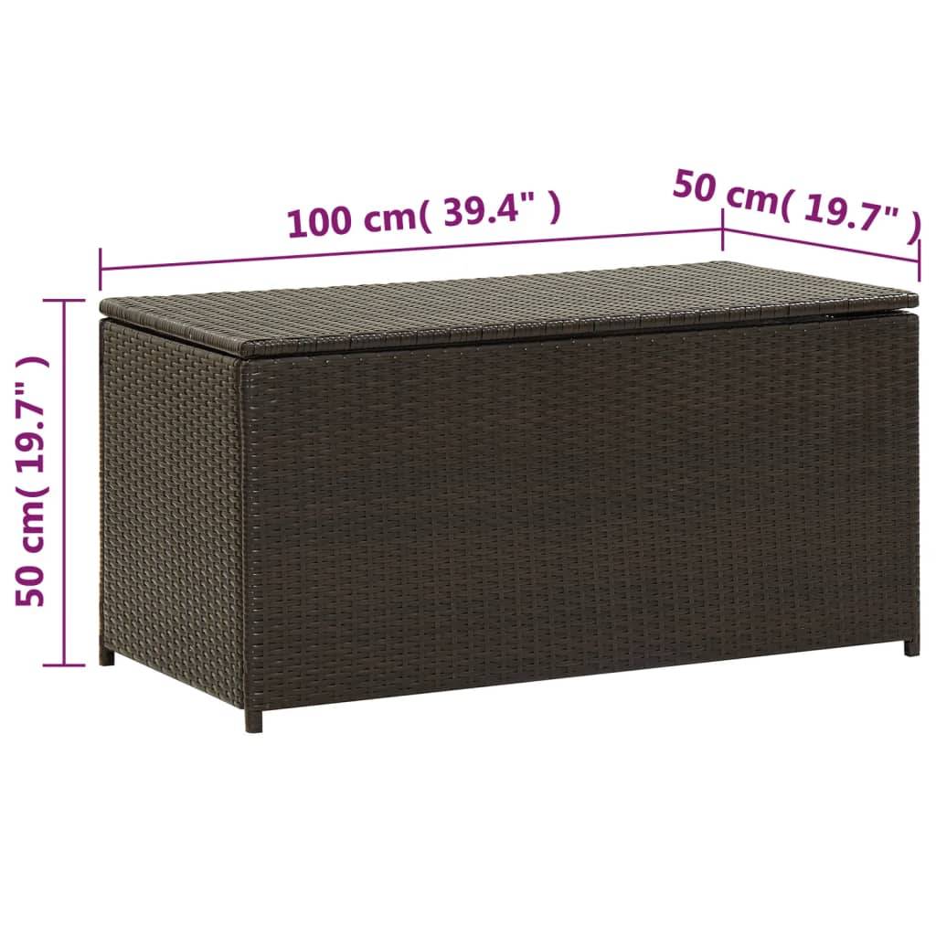 Coffre boîte meuble de jardin rangement résine tressée 100 x 50 x 50 cm marron - Image 8
