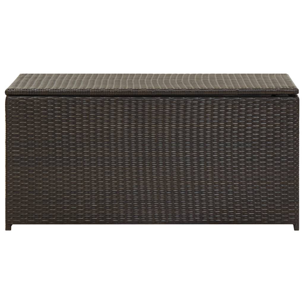 Coffre boîte meuble de jardin rangement résine tressée 100 x 50 x 50 cm marron - Image 2