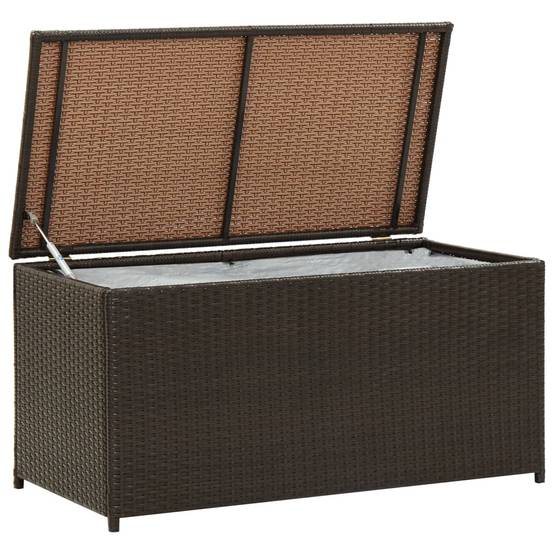 Coffre boîte meuble de jardin rangement résine tressée 100 x 50 x 50 cm marron - Image 1