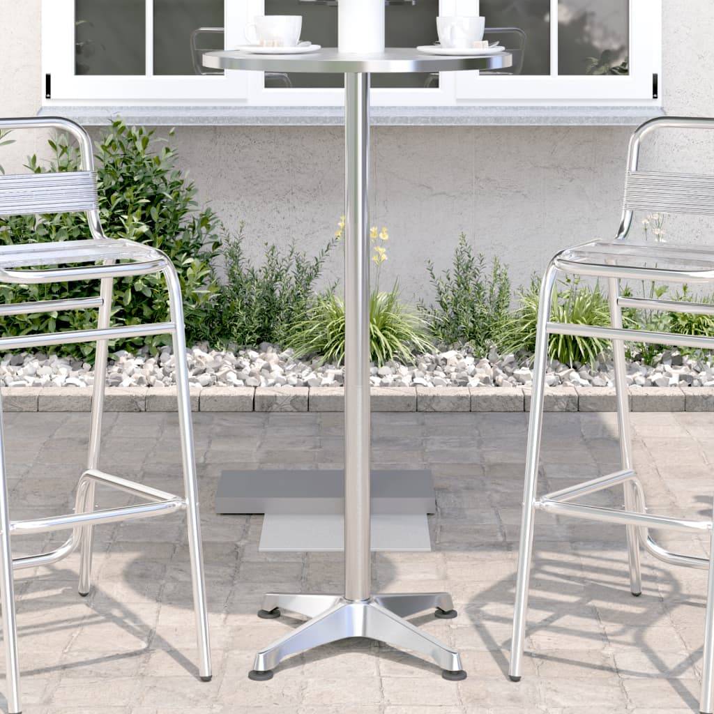 Table De Bar Jardin Haute Réglable 70-110 Cm – Aluminium & Inox – 60x60 Cm – Intérieur Extérieur Bistrot