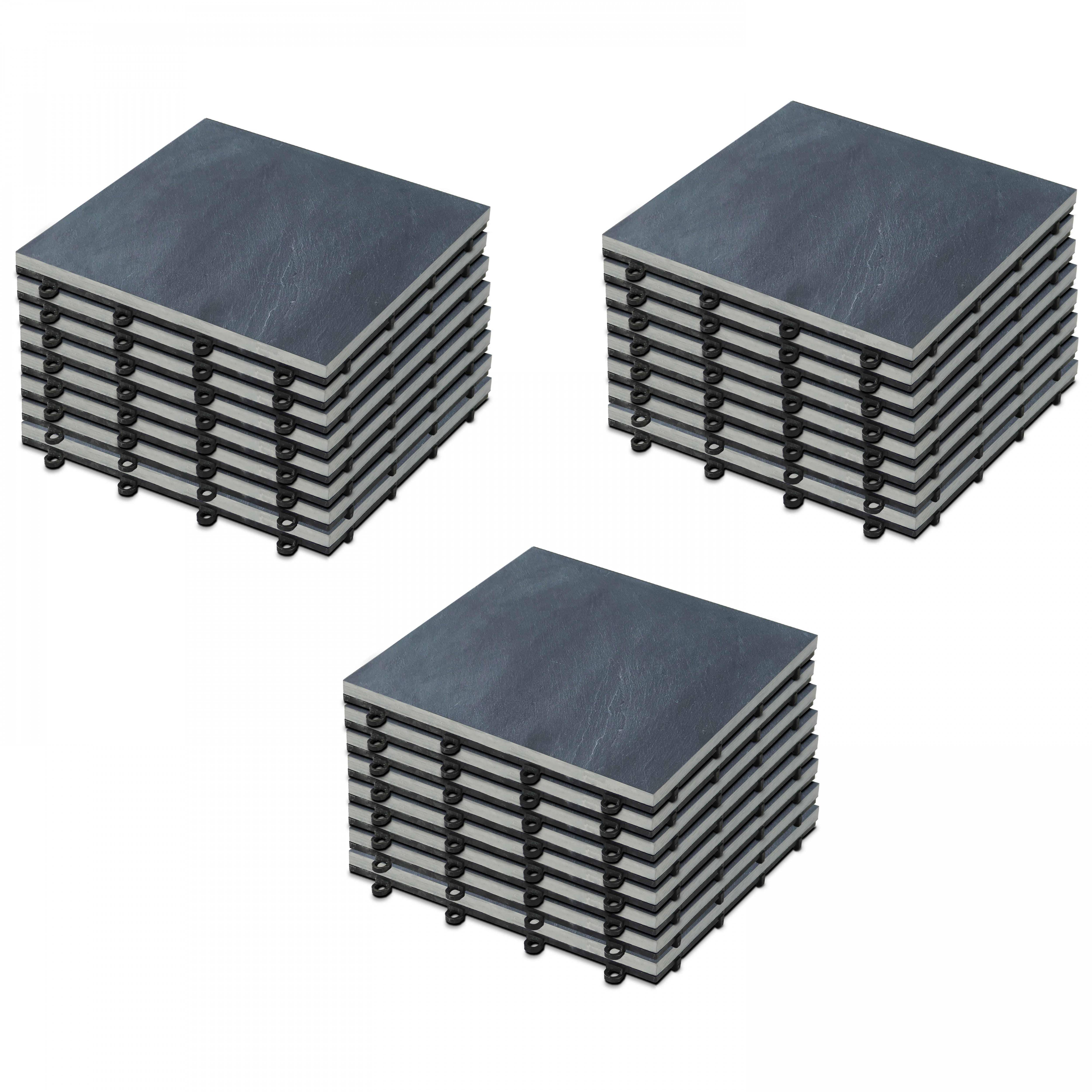 Oviala - Lot de 24 dalles clipsables en pierre naturelle noir - Oviala - Imagen 1