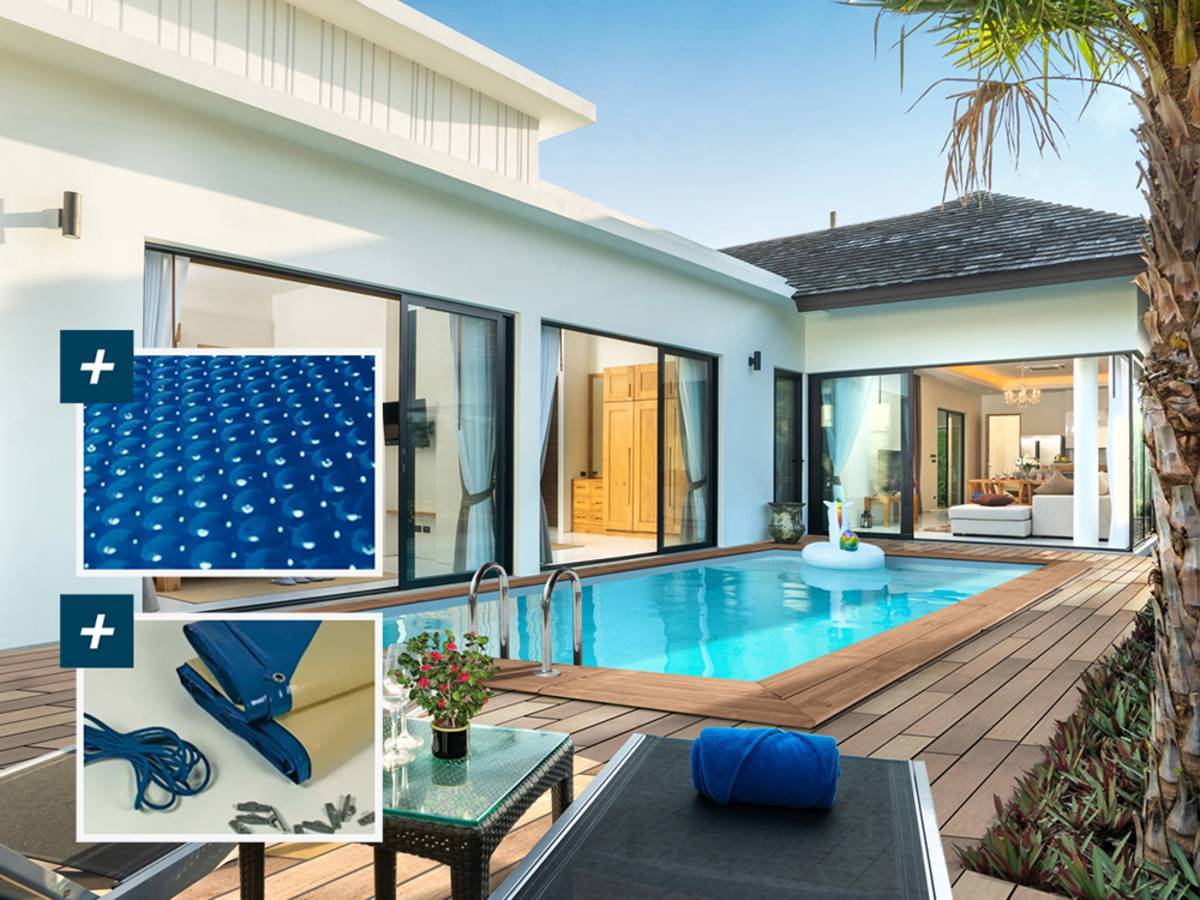 Habitat Et Jardin - Piscine Bois Rectangle " Aruba 120 "- 5.00 X 3.00 X 1.24 M + Bâche à Bulles 180 µ - Bâche Hiver 280 G/m² -habitat Et Jardin