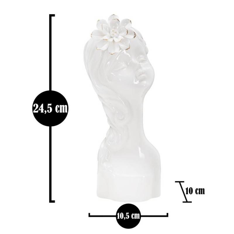 Vase visage femme en céramique blanche 10.5x10x24.7 cm - Mauro Ferretti - Image 6