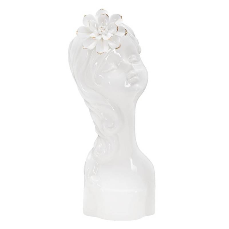 Vase visage femme en céramique blanche 10.5x10x24.7 cm - Mauro Ferretti - Image 1